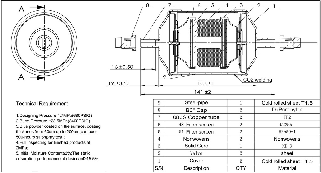 3/8 Bi-Directional Solid Core Filter Drier